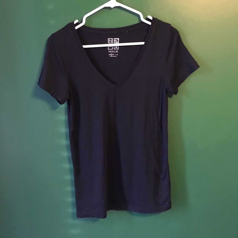 Plain Black V-neck Tee